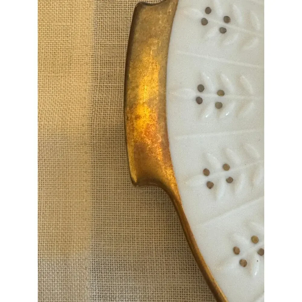 Vintage Wunsiedel Bavaria Yellow Cake Plate Embossed  Border Gold Trim 8.5